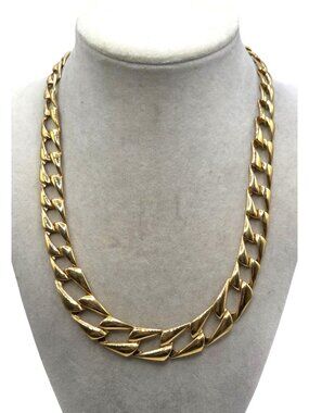 Gold-Tone Chunky Cuban Link Chain Necklace 18-Inch For Men Or Women